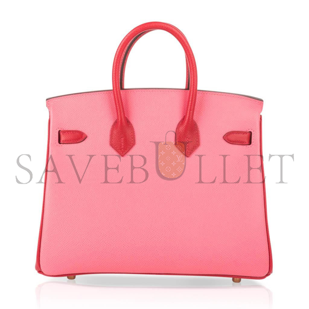 HERMES BIRKIN 30 EPSOM LIPSTICK PINK AND RED GOLD BUCKLE BAG H028369CK72 (30*23*15cm)